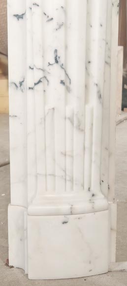 Louis XV style fireplace in Paonazzo marble decorated with a foliate shell-10