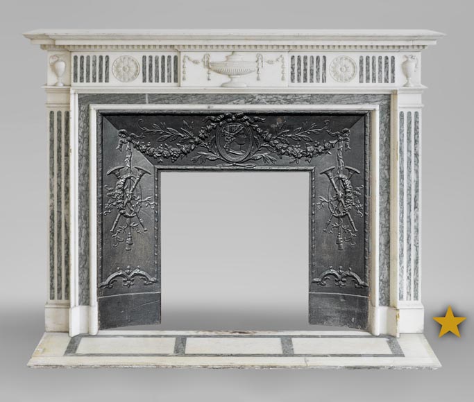 Beautiful Victorian Style Antique Fireplace In Carrara Statuary Beautiful Victorian Style Antique Fireplace In Carrara Statuary Marble And Inlays Of Vert D Estours With Vases Bowl