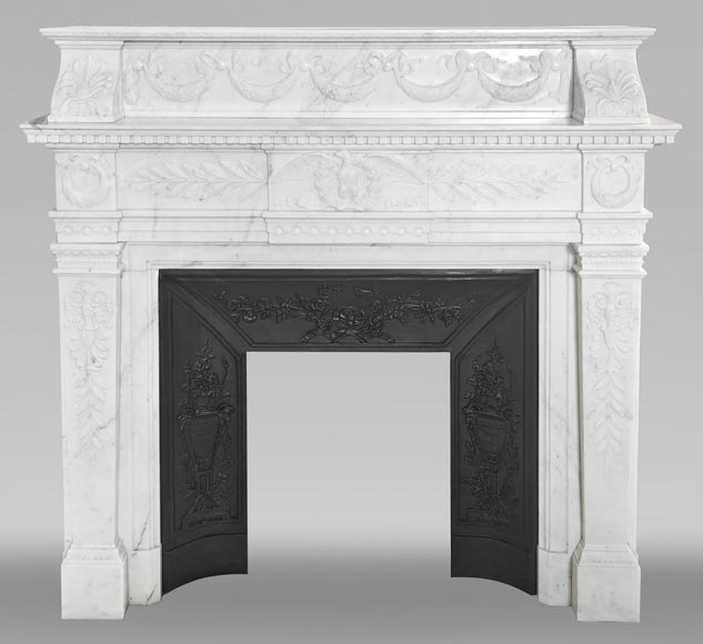 Empire-style fireplace in semi-statuary marble-0