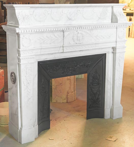 Empire-style fireplace in semi-statuary marble-3