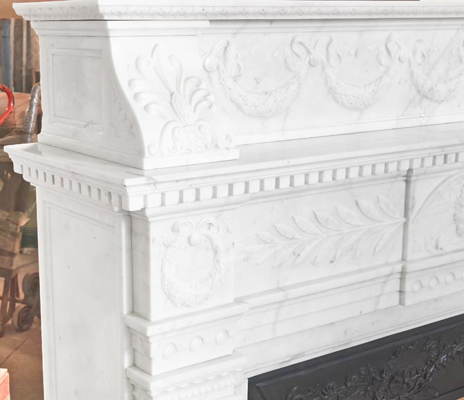 Empire-style fireplace in semi-statuary marble-4