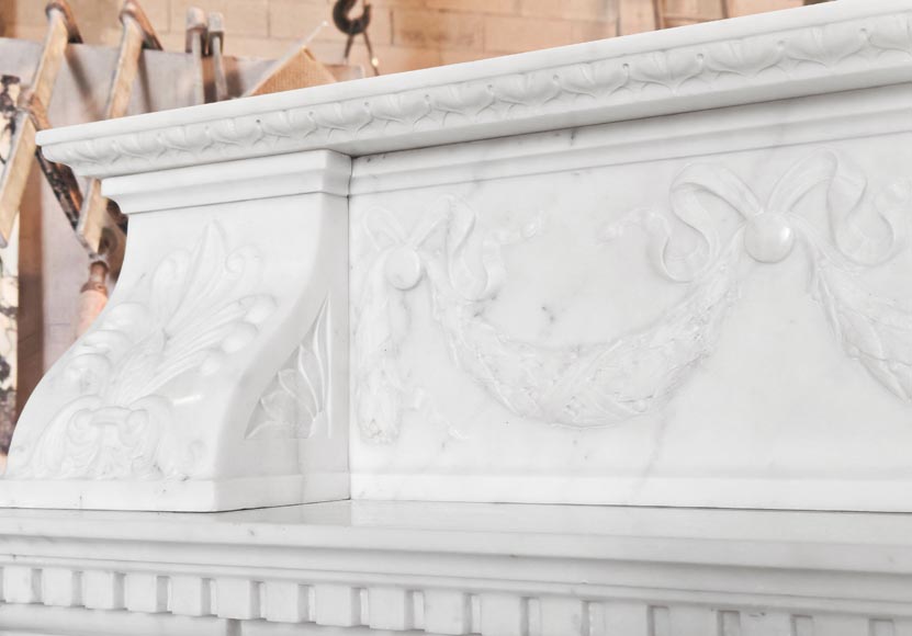 Empire-style fireplace in semi-statuary marble-5