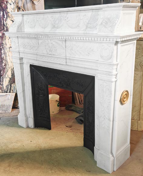 Empire-style fireplace in semi-statuary marble-9