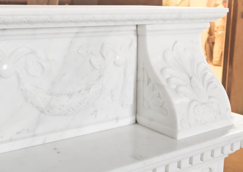 Empire-style fireplace in semi-statuary marble-11