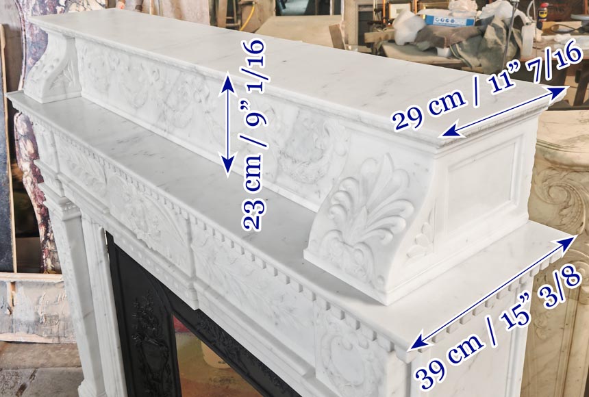 Empire-style fireplace in semi-statuary marble-14