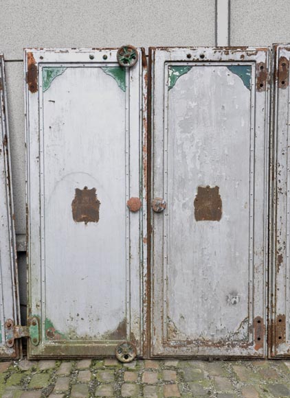 Antique set of eight industrial boiler room doors -2