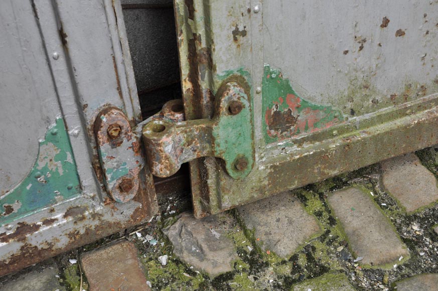 Antique set of eight industrial boiler room doors -7