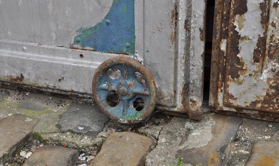 Antique set of eight industrial boiler room doors -8