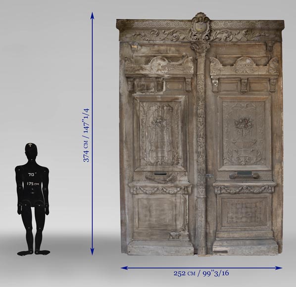 Big Napoleon III style double door made of carved wood-9