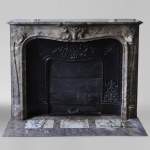 Antique Louis XV style fireplace in Red from the North marble with shell