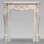 Louis XV style mantel in Carrara marble decorated with palmettes