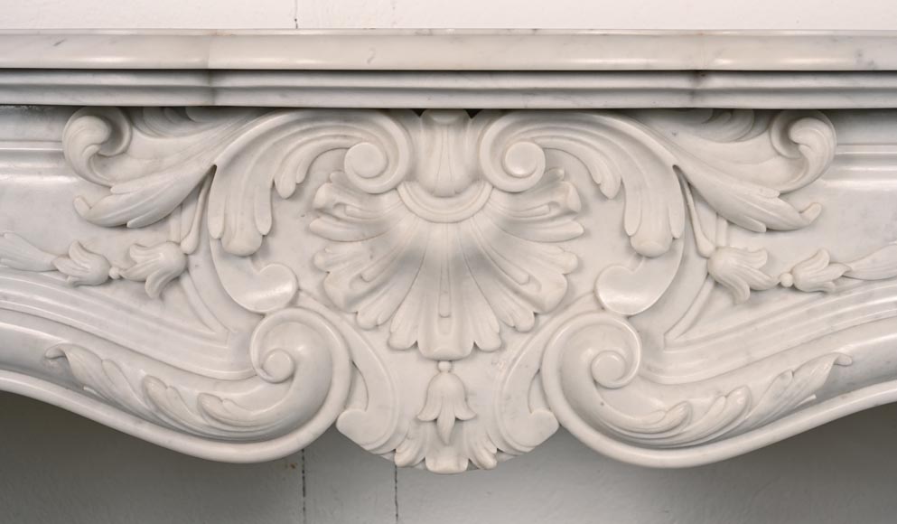 Louis XV style mantel in Carrara marble decorated with palmettes-1