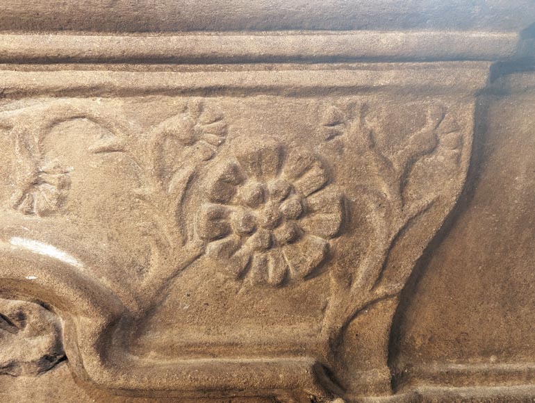 Louis XIII period stone mantelpiece with plant patterns-2