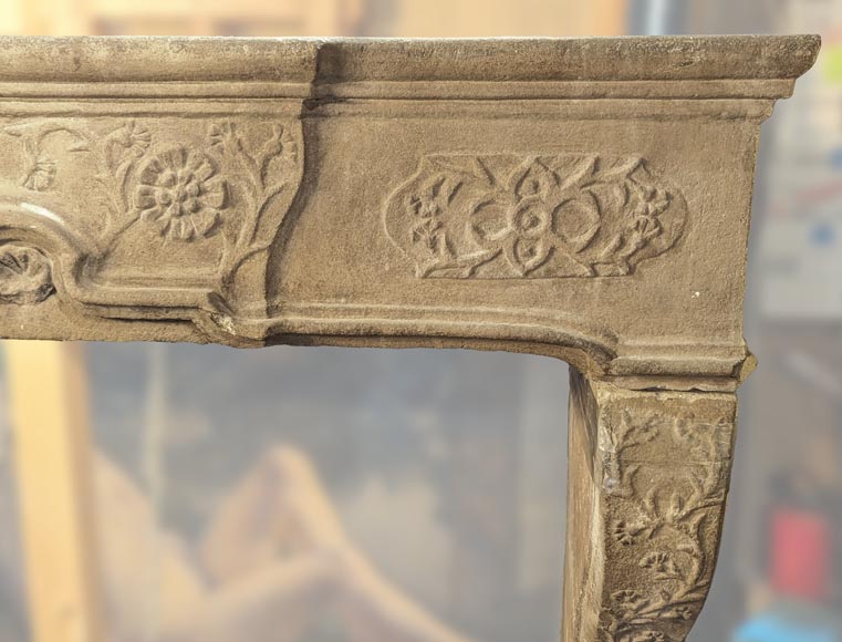 Louis XIII period stone mantelpiece with plant patterns-10