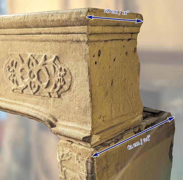 Louis XIII period stone mantelpiece with plant patterns-11