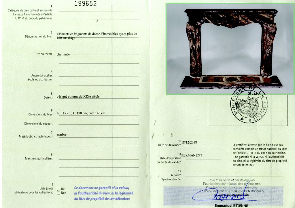 Export certificate