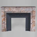 Beautiful antique Louis XVI style mantel in Orange veined marble in Skyros marble