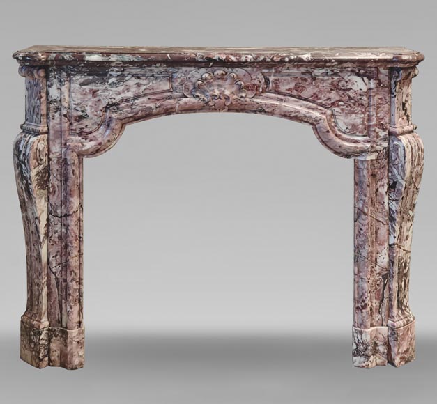 フランス ルイ15世高浮彫 メダル レプリカ彫刻 アンティーク風 ヴィンテージ Fleur de Pécher pink marble Louis XV mantel - Marble