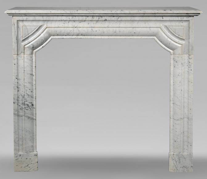 Louis XIV style mantel in speckled Carrara marble-0