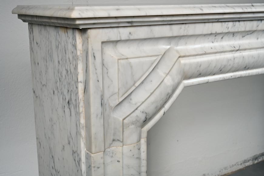 Louis XIV style mantel in speckled Carrara marble-4