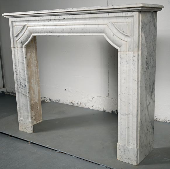 Louis XIV style mantel in speckled Carrara marble-6