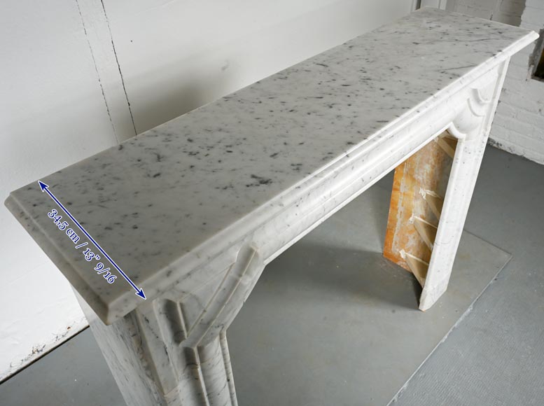 Louis XIV style mantel in speckled Carrara marble-9