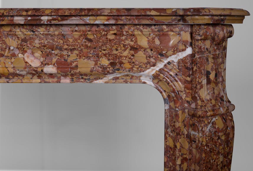 Stretched out Pompadour mantel in Alep Breccia marbre-6