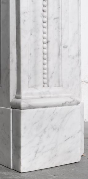 Louis XVI style fireplace in Carrara marble, decorated with acanthus leaves-6