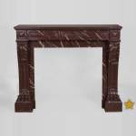 Antique Napoleon III style fireplace made out of Rouge Griotte marble with lion’s paws and Acanthus leaves