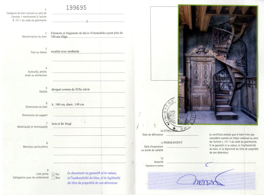 Export certificate