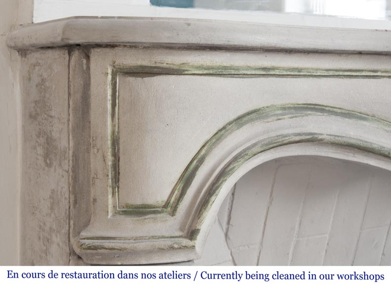 An antique Louis XV style fireplace, made out of stone-3