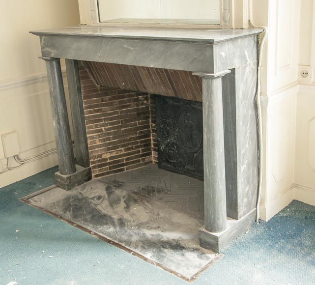 An Antique Empire Style Fireplace Made Out Of Blue Turquin Marble