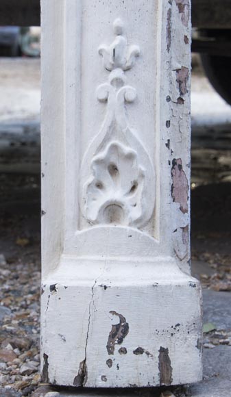 A beautiful antique richly sculpted fireplace from Louis XV period made out of painted oak-9