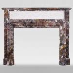 Antique Napoleon III style mantel in Rouge de Rance marble and Statuary Carrara marble low-relief