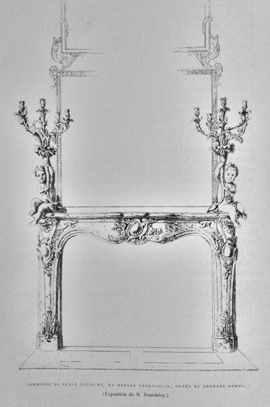 Alfred Emmanuel Beurdeley,Exceptional mantel made in Sarrancolin marble and gilt bronze for Cornelius II Vanderbilt, 1893