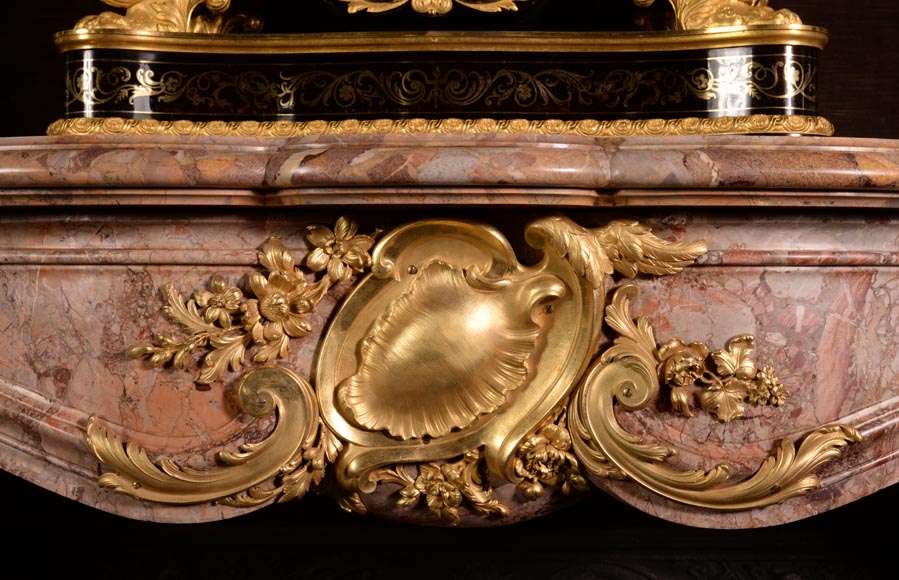 Alfred Emmanuel Beurdeley,Exceptional mantel made in Sarrancolin marble and gilt bronze for Cornelius II Vanderbilt, 1893-4