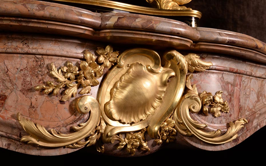 Alfred Emmanuel Beurdeley,Exceptional mantel made in Sarrancolin marble and gilt bronze for Cornelius II Vanderbilt, 1893-5
