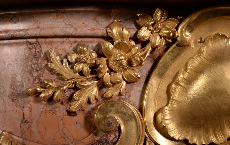 Alfred Emmanuel Beurdeley,Exceptional mantel made in Sarrancolin marble and gilt bronze for Cornelius II Vanderbilt, 1893-6