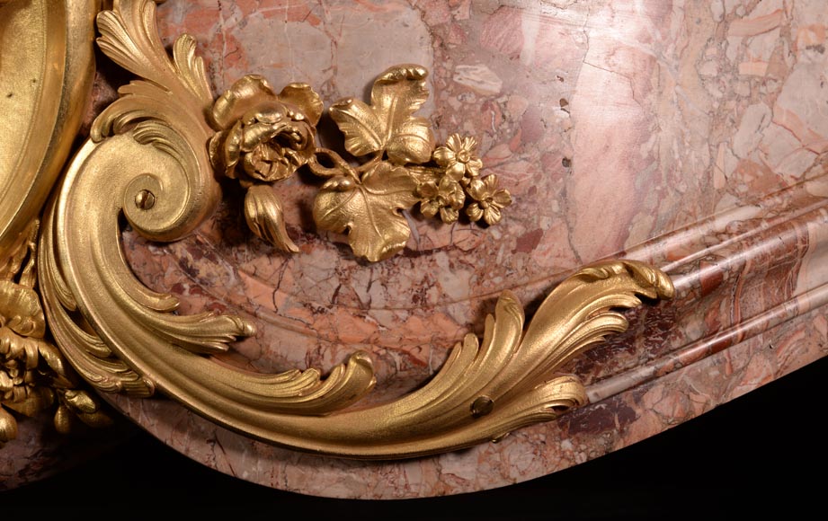 Alfred Emmanuel Beurdeley,Exceptional mantel made in Sarrancolin marble and gilt bronze for Cornelius II Vanderbilt, 1893-7