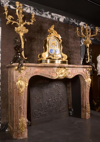 Alfred Emmanuel Beurdeley,Exceptional mantel made in Sarrancolin marble and gilt bronze for Cornelius II Vanderbilt, 1893-8