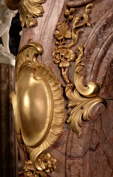 Alfred Emmanuel Beurdeley,Exceptional mantel made in Sarrancolin marble and gilt bronze for Cornelius II Vanderbilt, 1893-11