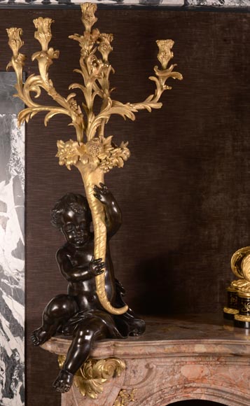 Alfred Emmanuel Beurdeley,Exceptional mantel made in Sarrancolin marble and gilt bronze for Cornelius II Vanderbilt, 1893-17