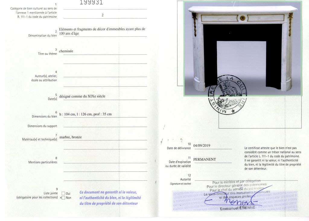 Export certificate