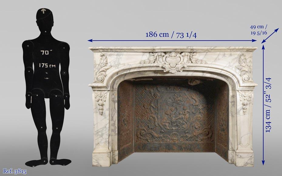 Very beautiful Regency style fireplace mantel in Arabescato marble-1