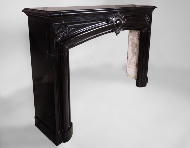 Antique Regence style fireplace in Black marble from Belgium-3