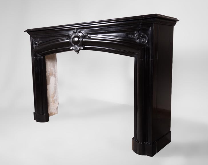 Antique Regence style fireplace in Black marble from Belgium-7