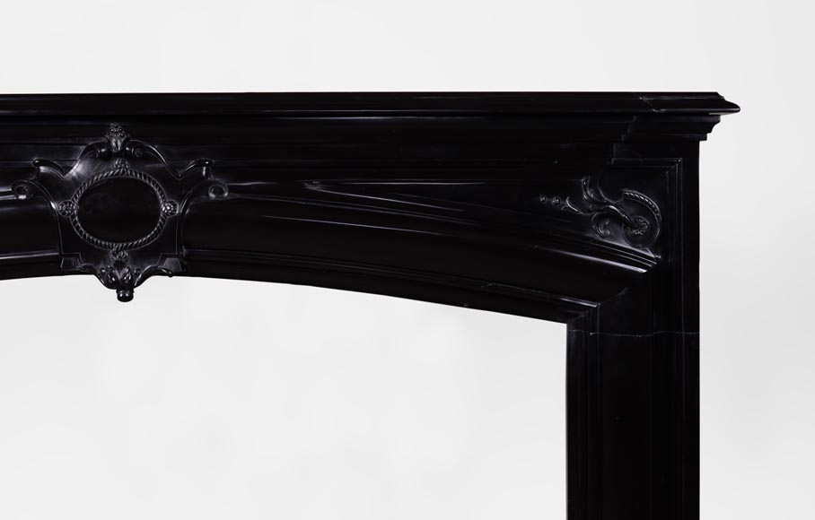 Antique Regence style fireplace in Black marble from Belgium-8