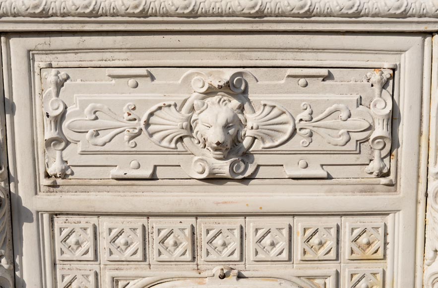 Antique cast iron stove in the Napoleon III style decorated with caryatids-1