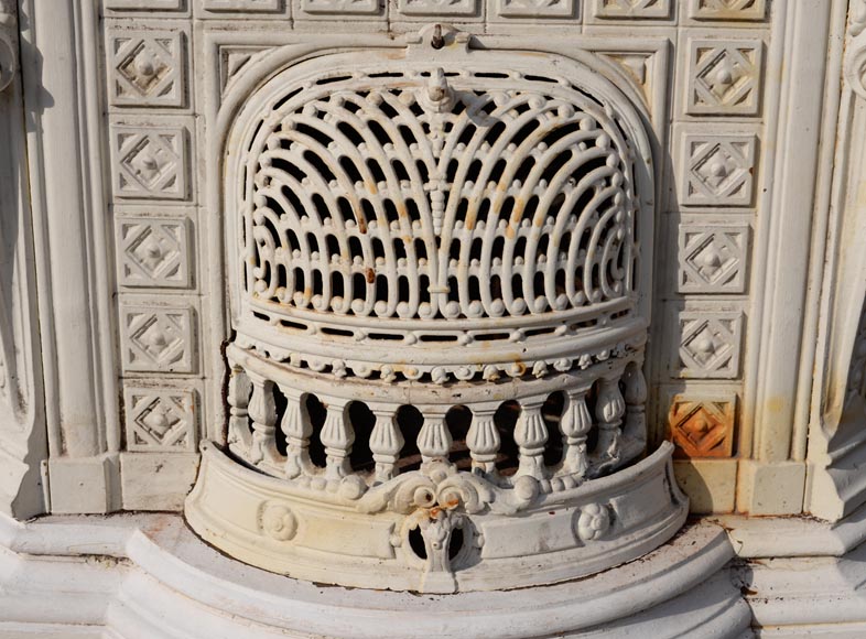 Antique cast iron stove in the Napoleon III style decorated with caryatids-8