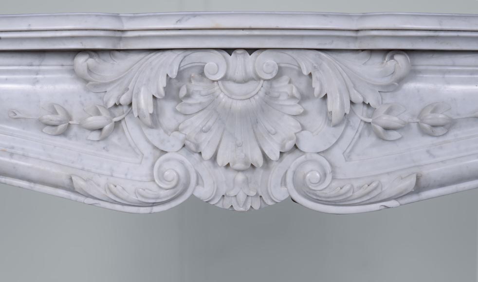 Louis XV style mantel in Carrara marble, acorn model-1